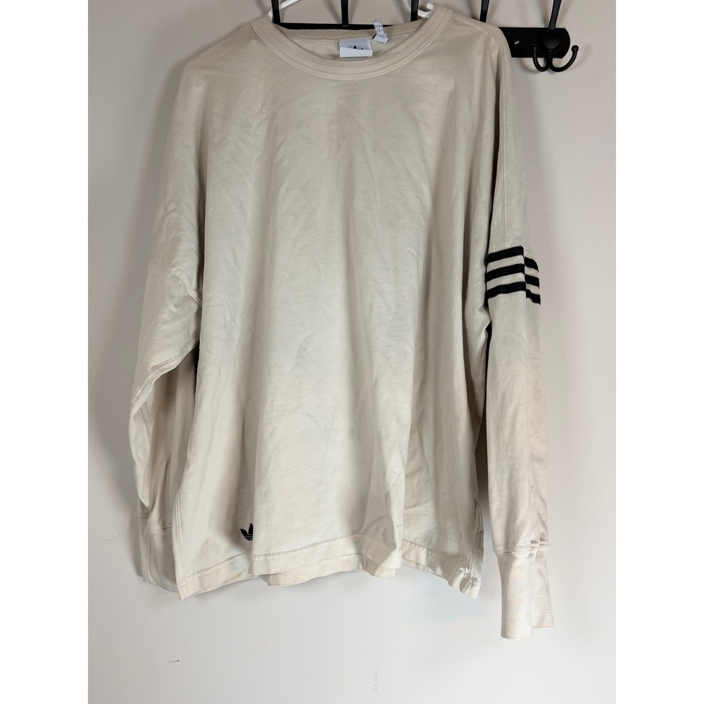 Adidas Originals Mens Long Sleeve Trefoil T-Shirt Cream Off White XL